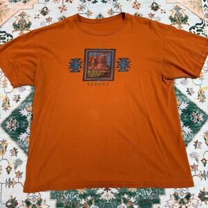Mens Sedona Graphic T Shirt Orange Southwest Style Size Large